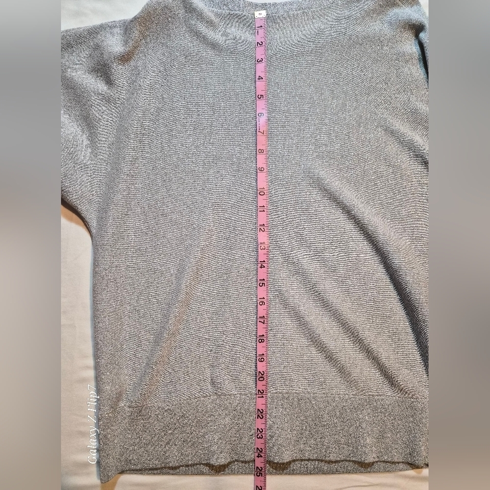 Talbots Petite Silver Metallic Shimmer Knit Top - Size XLP - Picture 7 of 9